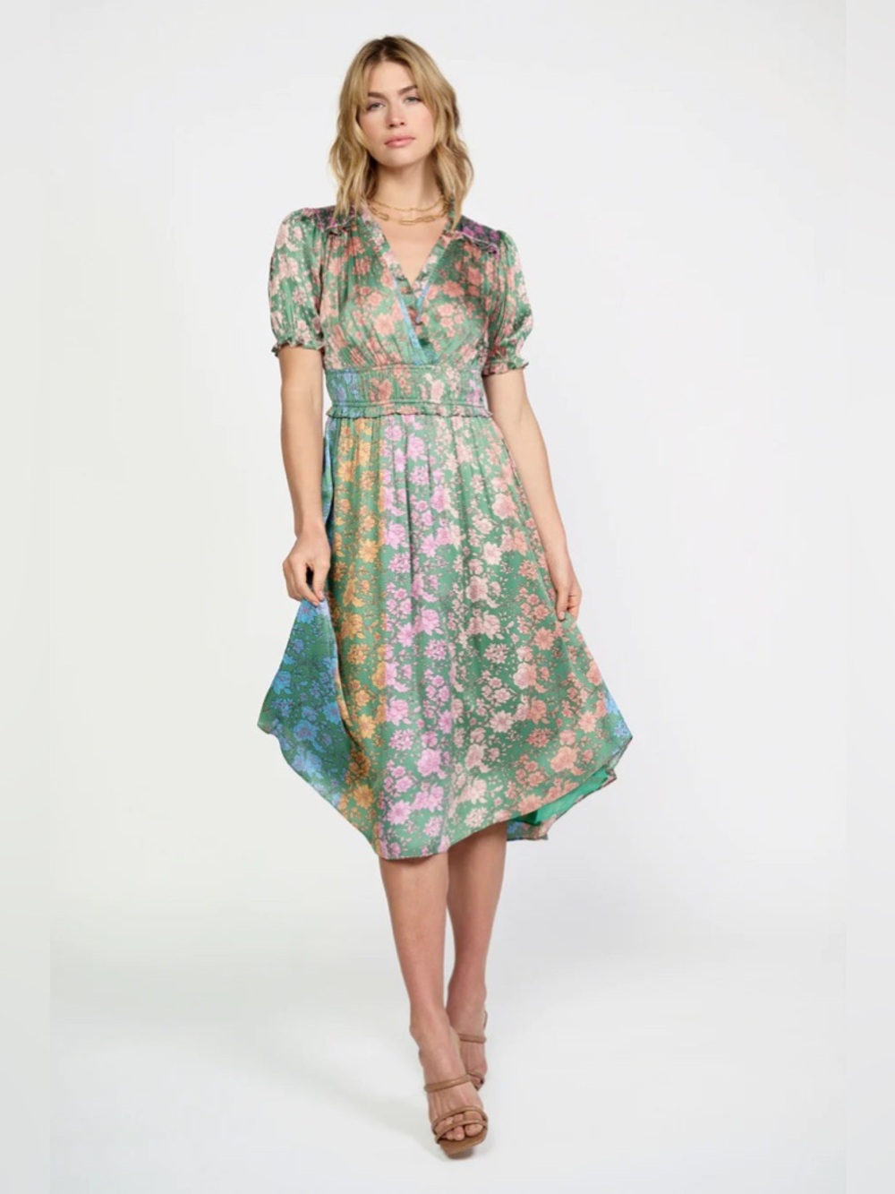 [EUC] $168 CURRENT AIR Gradient Floral Surplice Midi Dress. Size Medium